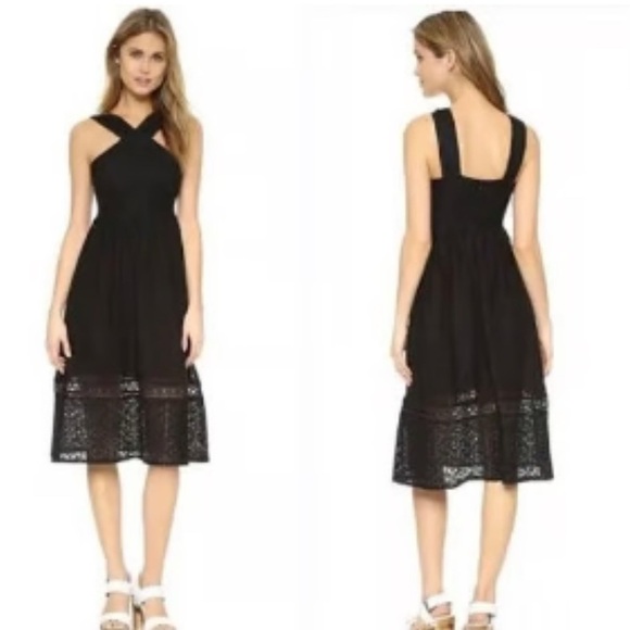 Stylish Black Dress with Lace Detail - Picture 1 of 16